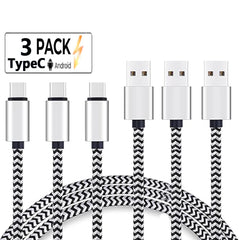 كابل USB من النوع C 2.4A شاحن بطارية سريع الشحن سلك كابل بيانات من النايلون المنسوج شاحن الهاتف المحمول لهواوي وسامسونج USB C