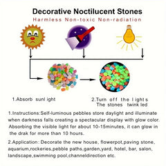 100pcs Glow In The Dark Pebbles, Resin Luminous Stones For Landscape, Garden Paths, Potted Plants, Parks, Aquarium Decor,