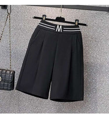 High Waist Straight Leg Elastic Women's Seven-Foot Pants Casual Outdoor Wear Summer Slimming Spor Wide Leg orts