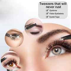 6 Pcs Eyebrow Tweezers Set with Curved Scissors Eyelash Brush Beard Eye Brow Hair Removal Plucker for Face Hairs Puller Clips