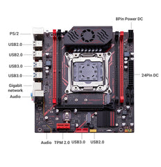 لوحة أم QIYIDA X99 TPM 2.0 واجهة LGA 2011 3 مع NVME NGFF M.2 تدعم 4 قنوات X99 C612chip DDR4 ذاكرة SATA3.0 USB3.0