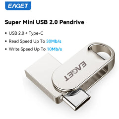 Eaget Super Mini USB Pen Drive Pendrive 2 in 1 USB Type C& USB A Interface USB Flash Drive 120Mb/s USB 3.2 Key USB Memory Stick