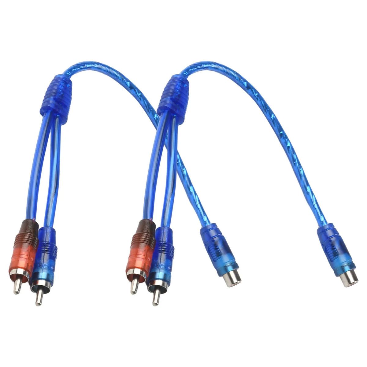 2Pcs Set RCA Audio Cable "Y" Splitter Adapter Computer 1 Female To 2 Males Cord 12 Inch Cables For Home Audio