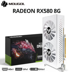 بطاقة رسومات MOUGOL الأصلية Radeon RX580 8G بذاكرة GDDR5 وبطاقة ألعاب فيديو PCIE3.0x16 DVI DP لأجهزة الكمبيوتر المكتبية وبطاقة AMD