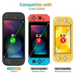 واقي شاشة من الزجاج المقوى لجهاز Switch Nintendo 2 موديل 2025، ملحقات واقي شاشة شفاف عالي الدقة ومضاد للخدش