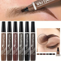 4 Forks Eye Brow Pen, 5 Color Natural Matte Liquid Tint Makeup Long Lasting Waterproof Eyebrow Smudge Proof Cosmetic