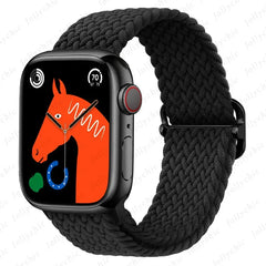 Braided Loop Strap For Apple watch Ultra Band 49mm 44mm 40mm 45mm 41mm 42mm 38mm Elastic Solo bracelet iWatch series9 8 7 6 se 3
