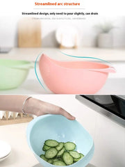 1pc - Plastic Drain Basket Filter, Rice Bowl, Drain Basket, Fruit Bowl, Laundry Basket, Handle, Home Kitchen Organizer