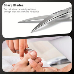 Extra Fine Curved Eyebrow scissors Professional Manicure Tool, Durable Stainless Steel with Precision Secondary Blade