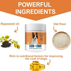 30 Soft Chews Skin & Coat Supplement for Dogs with Omega 3, 9 & Vitamin E For Fur  Health Support（Beef flavor）