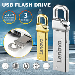 محرك أقراص فلاش USB معدني عالي السرعة من لينوفو بسعة 2 تيرابايت بمنفذ USB 3.0 بسعة 1 تيرابايت و512 جيجابايت، محرك أقراص USB محمول مقاوم للماء