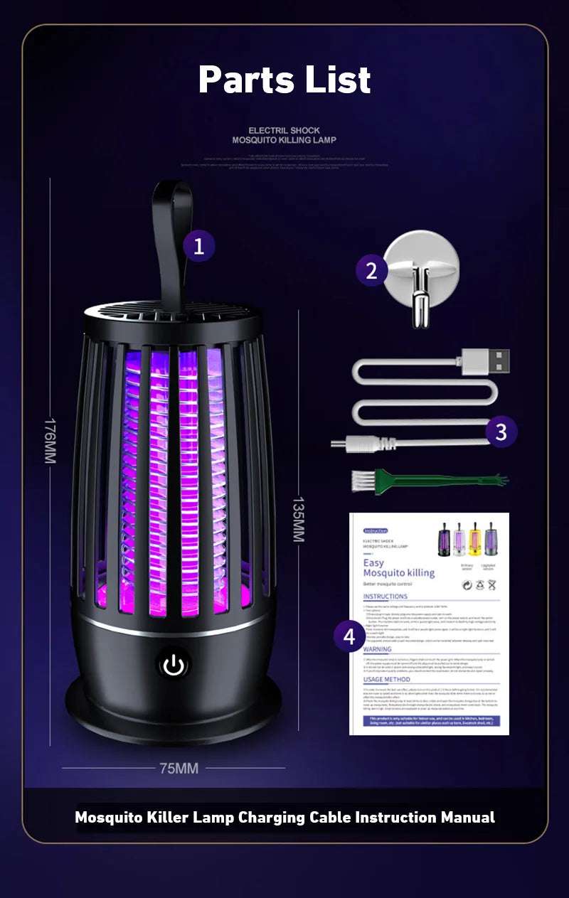 Xiaomi Mosquito Killer Repellent Lamp Rechargeable Electric Fly Trap Insect Killer Outdoor Mute Physical Mosquito Killer Lamps