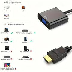 محول HDTV إلى VGA مطلي بالذهب الفاخر - متوافق عالميًا مع أجهزة متعددة - مثالي للكمبيوتر المكتبي والكمبيوتر المحمول