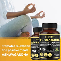 Ashwagandha - 7 in 1 Fenugreek, Maca, Turmeric, Rhodiola Rosea - Natural Sleep, Adrenal, Immune and Energy Support Supplement