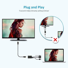 كابل محول صوت VGA إلى HDMI متوافق مع 1080P مع مخرج صوت محول VGA HD للكمبيوتر المحمول إلى جهاز عرض HDTV