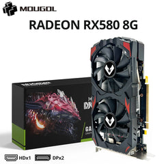 بطاقة رسومات MOUGOL الأصلية Radeon RX580 8G بذاكرة GDDR5 وبطاقة ألعاب فيديو PCIE3.0x16 DVI DP لأجهزة الكمبيوتر المكتبية وبطاقة AMD