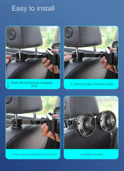 Car Fan  3-speed Car Seat Back Cooling Fan USB Charge Dual Head Fan 360 Degree Rotation Neck Cooler for Summer Car Accessories