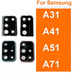 غطاء عدسة الكاميرا الخلفية الزجاجية لهاتف Samsung Galaxy A31 A315F A41 A415F A71 A715F، حامل إطار عدسة الكاميرا الزجاجية الرئيسية الخلفية، أجزاء