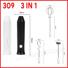 UPGRADED Electric Coffee Frother/MILK Whisk+Egg Beater MINI Food Blender USB Rechargeable Handheld Three Speeds Espresso Tools