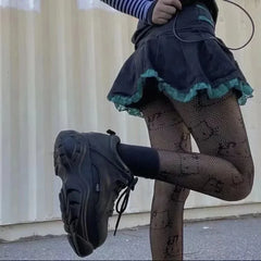 Cute Japanese Hello Kitty Fishing Net Socks Black Silk Stockings Women's Thin Spring and Autumn Anti-hook Silk Bottom Pantyhose