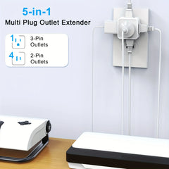 5 Way Multi Plug Outlet Extender, Wall Outlet Expander, Small Electrical Outlet Splitter for Travel, Home, Office, Dorm