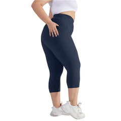 Plus size yoga pants for women Leggings fitness tummy tuck butt lift slim yoga pants with pocket summer sports cropped trousers