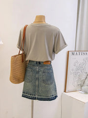 Anti-Aging Cartoon Print ort Sve Women's T-irt Loose Fit Summer Casual round Ne oulder Appropriate Outerwear