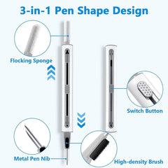 3 in 1 Sliding Cleaning Pen for  Earphones Brush for Airpods 3 Pro Series Case Headsets Cleaners Earbuds Cleaning Tools