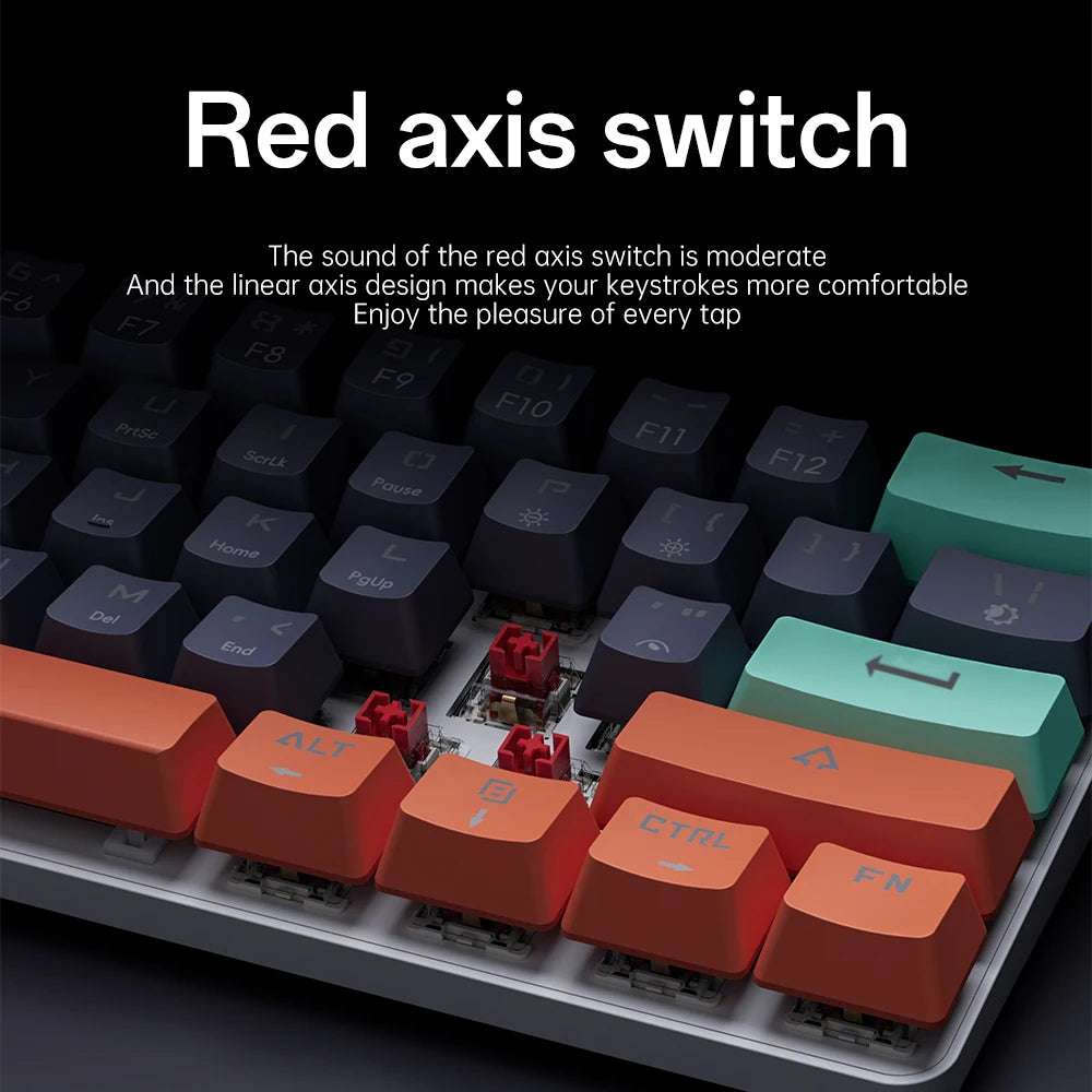 MUCAI MKA610 Mini Mechanical Gaming Keyboard 61-Key USB Wired Red Switch for PC Laptop with Detachable Cable Gamer-Friendly
