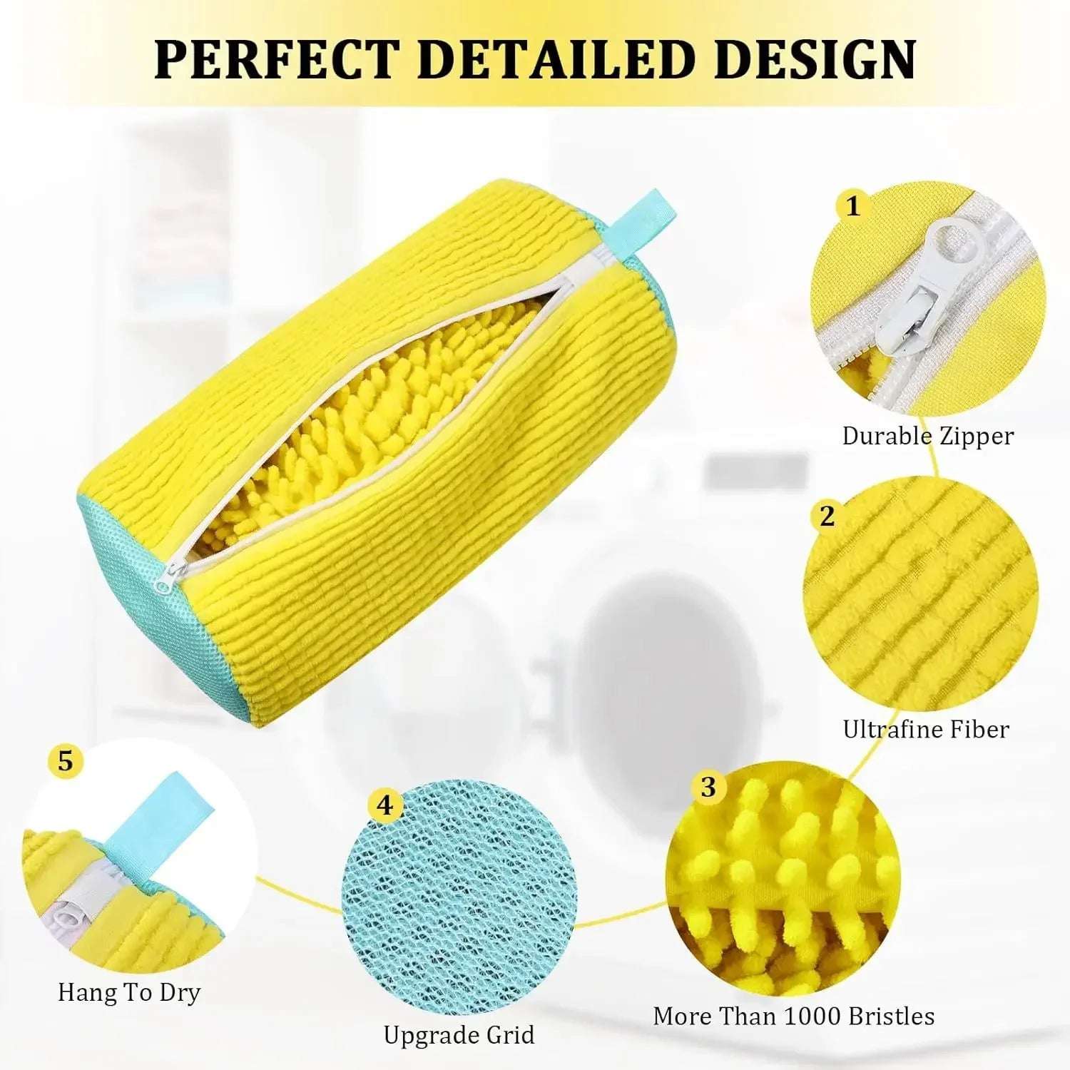 2/1PCS Shoe Washing Bag Washing Machine Laundry Bags with Zipper Closure Shoes Cleaning Bags Shoes Laundry Fluffy Fibers Sneaker