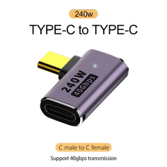 موصل شاحن USB 4.0 PD 240 واط 8K 60 هرتز لجهاز Macbook 40 جيجابت في الثانية عالي السرعة USB C OTG محول بزاوية مستقيمة على شكل حرف U ذكر إلى أنثى