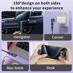 3 IN 1 240W USB-C to Type-C Adapter 180° Rotation Magnetic Fast Charging Type C Female Converter for Macbook Pro iPhone 16 15