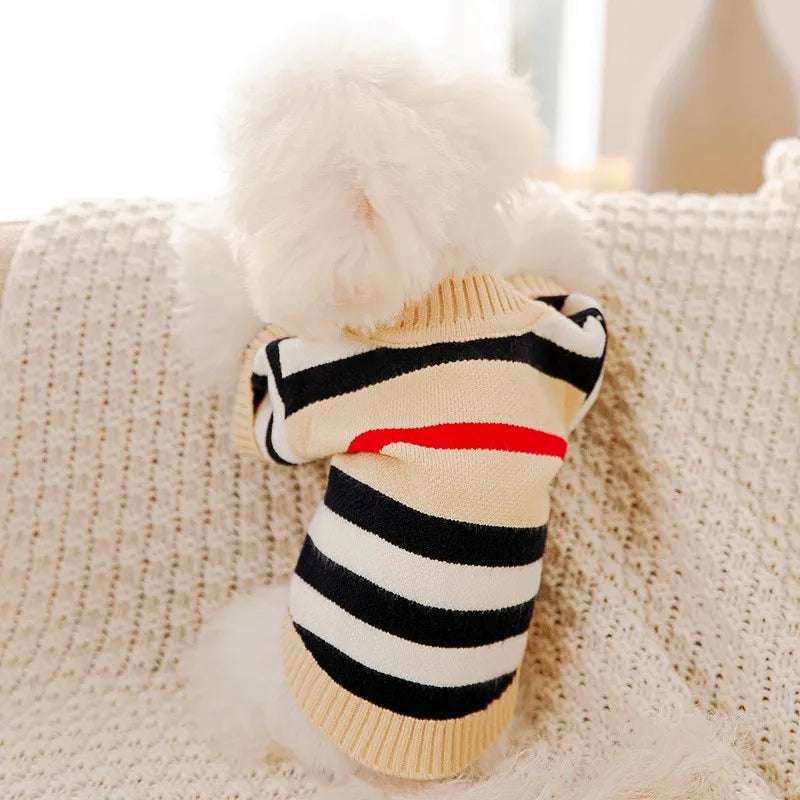 Luxury Dog Clothes Chihuahua Pet Striped Cardigan Sweater Bichon Frise Puppy Kitten Dog Warm Coat Cat Dog Accessories Pet Outfit