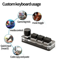لوحة مفاتيح ميكانيكية USB Gamer بثلاثة مفاتيح ماكرو مخصصة للألعاب RGB ومقبض برمجة مخصص ولوحة مفاتيح صغيرة للفوتوشوب