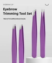 Eyebrow Tweezer 4Pcs Colorful Hair Beauty Fine Hairs Puller Stainless Steel Slanted Eye Brow Clips Removal Makeup Tools