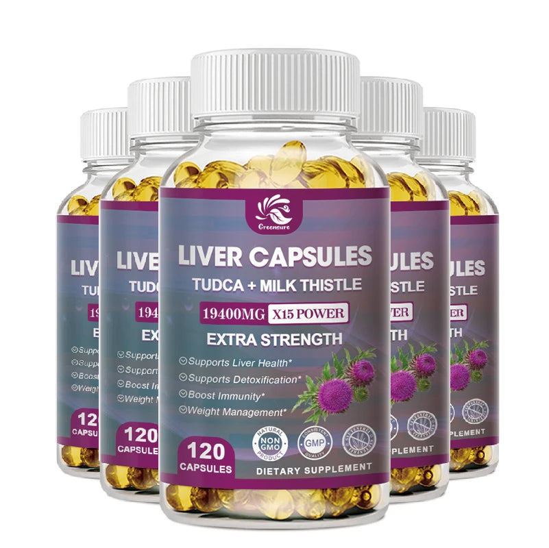 Greensure 60/120PCS Milk Thistle & Dandelion Extract Liver Capsule to Improve Liver Detoxification &Cleanse Support Liver Health