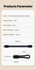 Olaf 60W USB Type C to Type C Cable Data Short Cable For iPhone 15 16 Samsung Xiaomi Fast Charging USB C to ios Cable Keychain