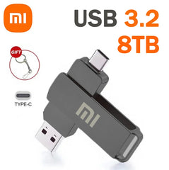 محرك أقراص فلاش Xiaomi 16 تيرابايت USB 3.2 عالي السرعة لنقل USB Type-c 2 في 1 8 تيرابايت 16 تيرابايت OTG Pendrive قرص فلاش مقاوم للماء للكمبيوتر