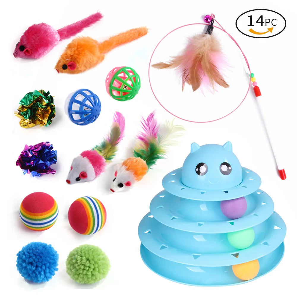مجموعة ألعاب القطط المتنوعة من DualPet Kitten Toys، لعبة قطط مضحكة، عصا قطط من نبات السيزال، فأر، جرس، كرة، مستلزمات القطط، مجموعة من 20 قطعة