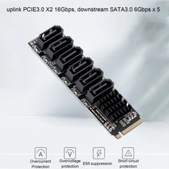 بطاقة محول M.2 إلى SATA3.0 عالية السرعة 6 جيجابت في الثانية ASM1166 M.2 PCIE إلى SATA بطاقة توسعة مع مؤشر ذكي