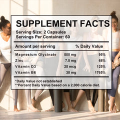 Magnesium Glycinate D3 B6 Capsules for Relax Sleep Nerve Muscle and Heart Health Supplement
