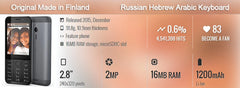 Original 230 2Sim GSM 900/1800 Loudspeaker Bluetooth FM Camera CellPhone Russian Arabic Hebrew Keyboard Made in Finland Unlocked
