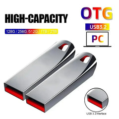 محرك أقراص فلاش معدني USB 3.2 عالي السرعة بسعة 2 تيرابايت، محرك أقراص USB محمول مقاوم للماء بسعة 1 تيرابايت، محرك أقراص فلاش USB محدث جديد