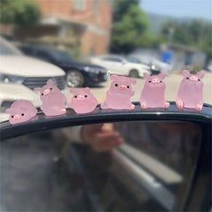 6pcs/set Cute pig cartoon Car Interior Decoration Car Doll Center Console Screen Decoration Cute Car Accessories for Women
