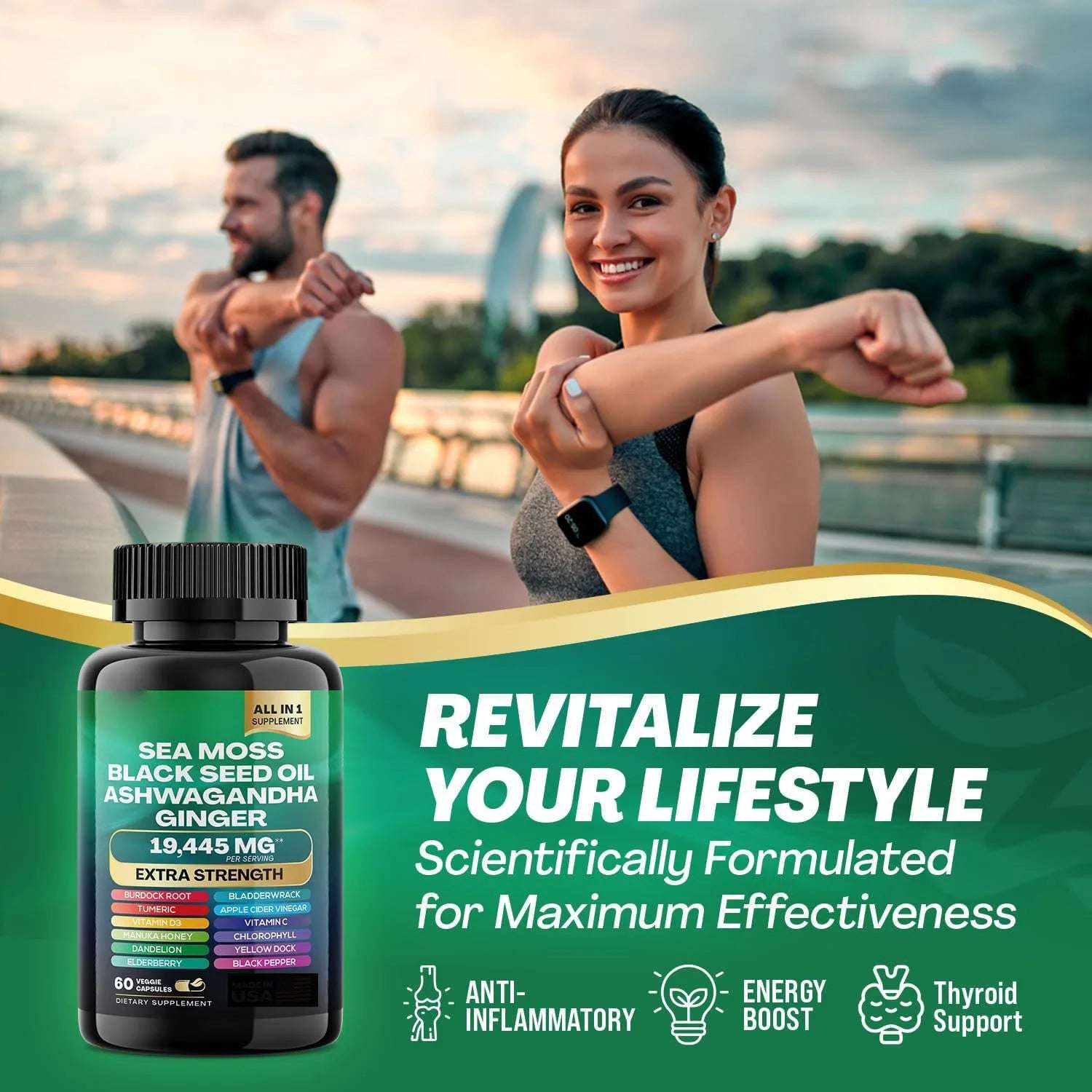 2 Bottles 15250MG Pure Himalayan SHILAJIT Capsules+ Sea Moss Capsules Immunity Support