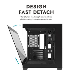 حافظة كمبيوتر Aigo 275P بغرفة مطلة على البحر وكمبيوتر ألعاب مكتبي M-ATX ولوحة أم ITX وخزانة ألعاب كمبيوتر من الزجاج المقسّى على الوجهين