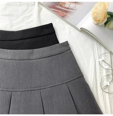 Grey High-waisted Mini Dress For Women Slimming Versatile Anti-exposure A- line Skirt Design Sensibility Spring Autumn 2024 New