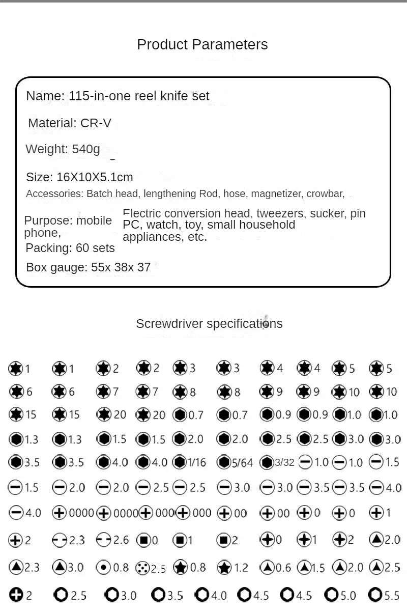 115 in 1 Multifunctional Precision Magnetic Screwdriver Set Computer PC Mobile Phone Equipment Repair Screwdrive Kit Hand Tools