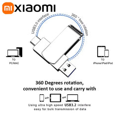 Xiaomi 16TB USB3.2 Flash Drive Metal High-Speed Pen Drive 8TB 4TB Waterproof Type-C USB Pen Drive For Computer Storage Devices