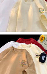 ex Pure Cotton ort Sve T-irt fiti Letter Print Casual Faionable UV Protection Coating Tag Removed Clothing